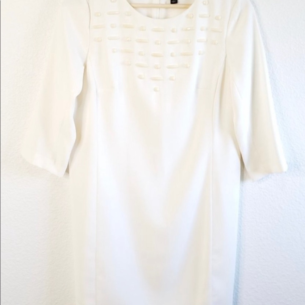 Ann Taylor Cream White Beaded Jewel Dress